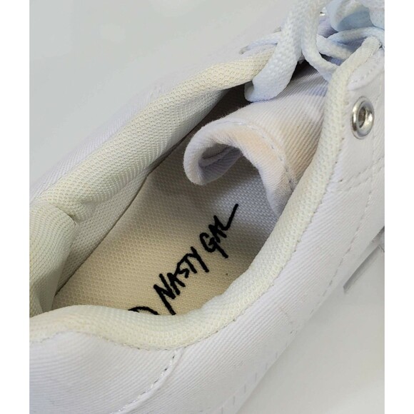 MDS Women's Size 5 / 38 Nasty Gal White Lace Up Canvas Sneakers Tennis Shoes EUC - Picture 4 of 7